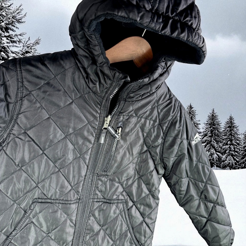Pacific Trail Girls Black‎ Quilted Puffer Jacket with Hood Full Zip Youth